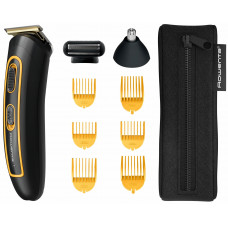 Тример Rowenta Sport Collection, для голови, носа, вух і тіла, мережа+акум., роторний мотор, насадок-8, чохол, титан.напил., чорно-жовтий