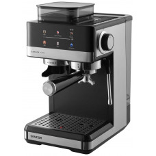 Кавоварка Sencor ріжкова 1.8л, зерно+мелена, вдубована кавомолка, дисплей, нерж. сталь-чорний