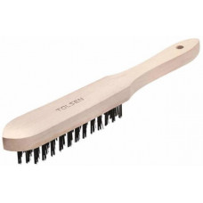 Щітка пряма Tolsen, рифлений дріт, 4 ряди дроту, 0.33мм, 140мм, дерев'яне руків'я