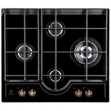 Варильна поверхня Electrolux газова на склі Rococo, 60см, чавун, чорний