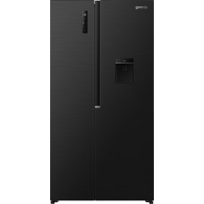 Холодильник SBS Gorenje, 179х62х92см, 2 двері, 344(197)л, А+, NF+, Інв., Зона св-ті, диспенсер, генератор льоду, Зовн. Диспл, чорний