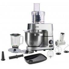 Кухонна машина Gorenje 1500Вт, дисплей, чаша-метал, корпус-метал+пластік, насадок-7, сріблястий