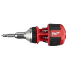 Викрутка Milwaukee з тріскачкою 8 насадок, руків'я двокомпонентне, PH,PZ,T,SL