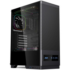 Корпус 2E GAMING  Iconic DS V8202B без БЖ, 1xUSB3.0, 1х USB 2.0, 1xUSB Type-C, 3x120мм ARGB, VGA 330мм, LCS ready, контролер з пультом, дисплей,  TG Side Panel, ATX, чорний